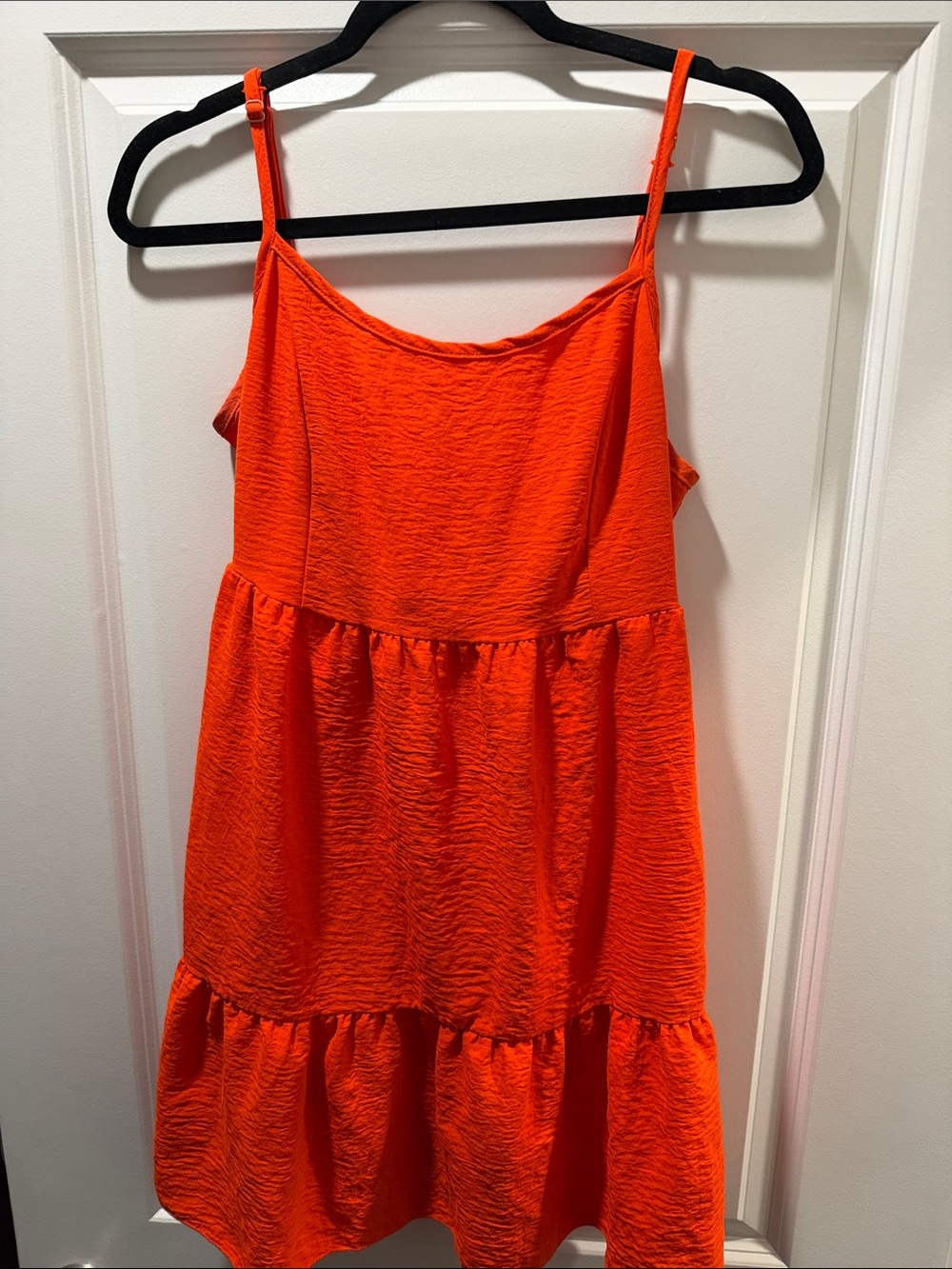 Altar'd State Vibrant Orange Tiered Spaghetti Strap Mini Dress